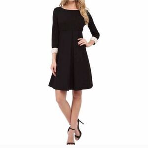 Donna Morgan Size 8 3/4 Sleeve Black Embelished Cuffs Dress I11